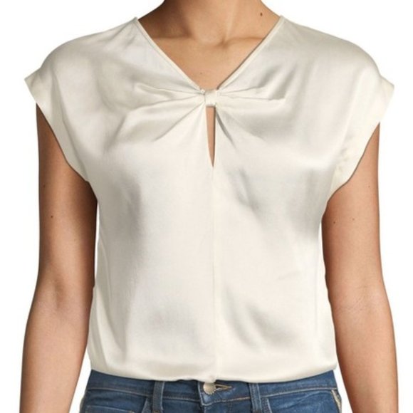 Rebecca Taylor Tops - REBECCA TAYLOR Knot-Front Charmeuse Blouse SM 2193